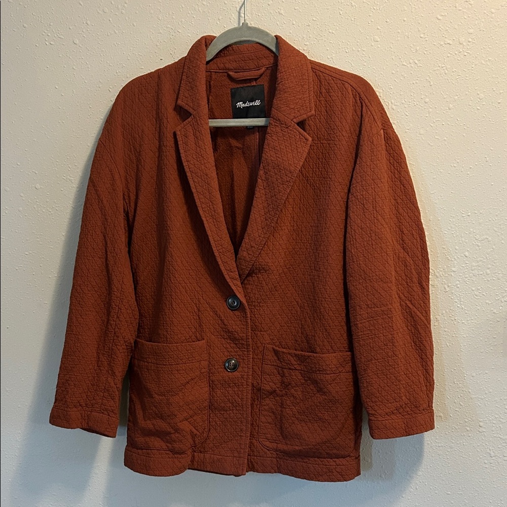 Madewell Diamond Jacquard Shaw Blazer Burnt Orange